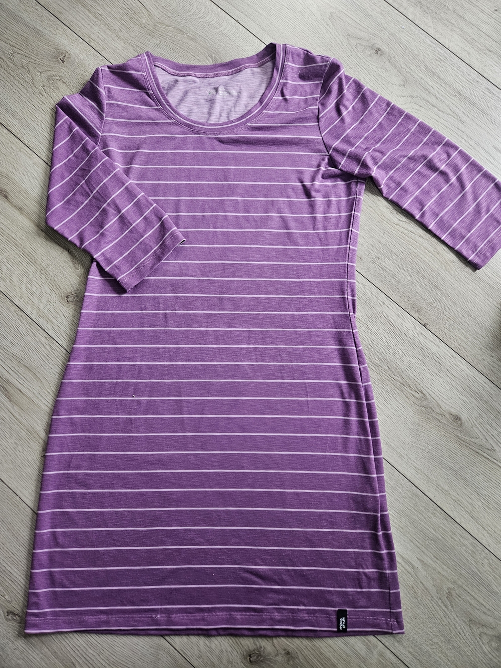 Chlorophylle Purple Striped Tunic Dress 3/4 Sleeve Size Medium